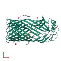 PDB entry 3dwo coloured by chain, front view.