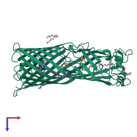 PDB entry 3dwo coloured by chain, top view.