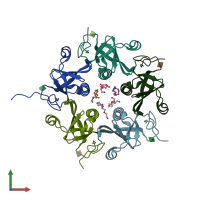 PDB entry 3dwp coloured by chain, front view.
