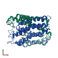 PDB entry 3dww coloured by chain, front view.