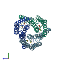 PDB entry 3dww coloured by chain, side view.