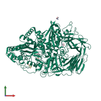 PDB entry 3dx2 coloured by chain, front view.