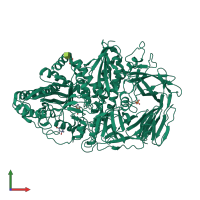 PDB entry 3dx3 coloured by chain, front view.