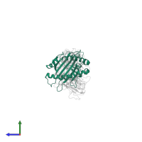 HLA class I histocompatibility antigen, B alpha chain in PDB entry 3dxa, assembly 1, side view.