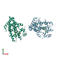 PDB entry 3dy6 coloured by chain, front view.