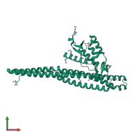 PDB entry 3dyt coloured by chain, front view.