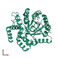 PDB entry 3dz1 coloured by chain, front view.