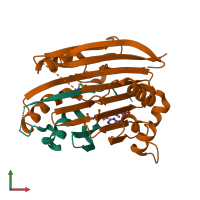 PDB entry 3dz6 coloured by chain, front view.