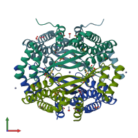 PDB entry 3dza coloured by chain, front view.