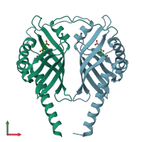 PDB entry 3dzl coloured by chain, front view.