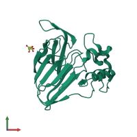 PDB entry 3dzn coloured by chain, front view.