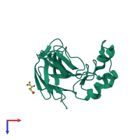 PDB entry 3dzn coloured by chain, top view.