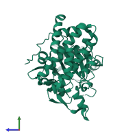 Protein kinase domain-containing protein in PDB entry 3dzo, assembly 1, side view.