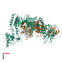 PDB entry 3e01 coloured by chain, top view.
