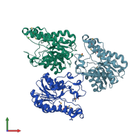 PDB entry 3e03 coloured by chain, front view.