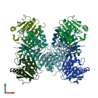 PDB entry 3e05 coloured by chain, front view.