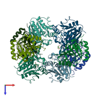 PDB entry 3e05 coloured by chain, top view.