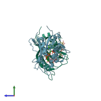 PDB entry 3e0b coloured by chain, side view.