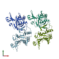 PDB entry 3e0r coloured by chain, front view.