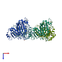 PDB entry 3e0r coloured by chain, top view.