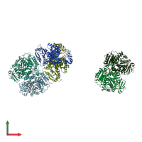 PDB entry 3e0v coloured by chain, front view.