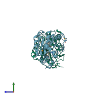 PDB entry 3e0x coloured by chain, side view.