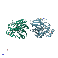 PDB entry 3e0x coloured by chain, top view.