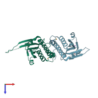 PDB entry 3e0y coloured by chain, top view.