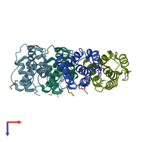 PDB entry 3e0z coloured by chain, top view.