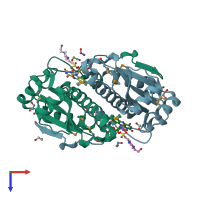 PDB entry 3e10 coloured by chain, top view.