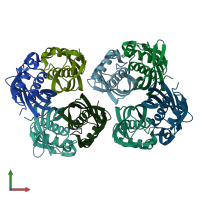 PDB entry 3e1e coloured by chain, front view.