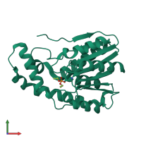 PDB entry 3e1g coloured by chain, front view.