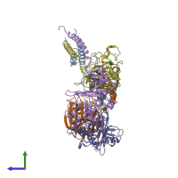 PDB entry 3e1i coloured by chain, side view.