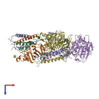 PDB entry 3e1i coloured by chain, top view.