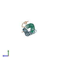 PDB entry 3e1r coloured by chain, side view.