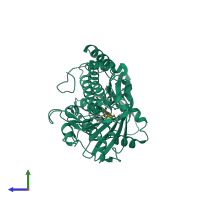 PDB entry 3e1t coloured by chain, side view.