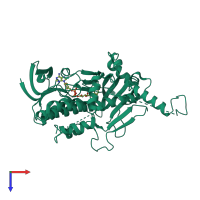 PDB entry 3e1t coloured by chain, top view.