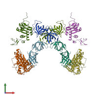 PDB entry 3e20 coloured by chain, front view.