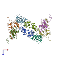 PDB entry 3e20 coloured by chain, top view.