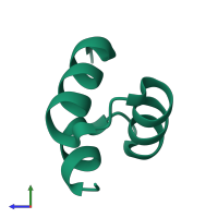 PDB entry 3e21 coloured by chain, side view.