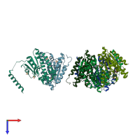 PDB entry 3e28 coloured by chain, top view.