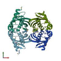PDB entry 3e29 coloured by chain, front view.