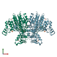 PDB entry 3e2d coloured by chain, front view.