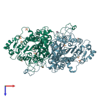 PDB entry 3e2d coloured by chain, top view.