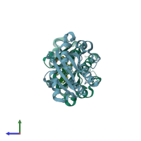 PDB entry 3e2m coloured by chain, side view.