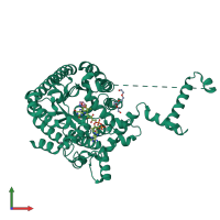 PDB entry 3e2q coloured by chain, front view.