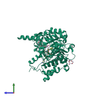 PDB entry 3e2q coloured by chain, side view.