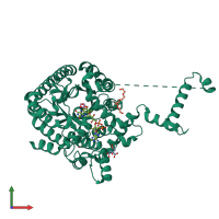 PDB entry 3e2r coloured by chain, front view.