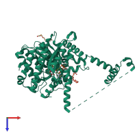 PDB entry 3e2r coloured by chain, top view.