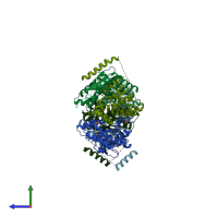 PDB entry 3e2w coloured by chain, side view.